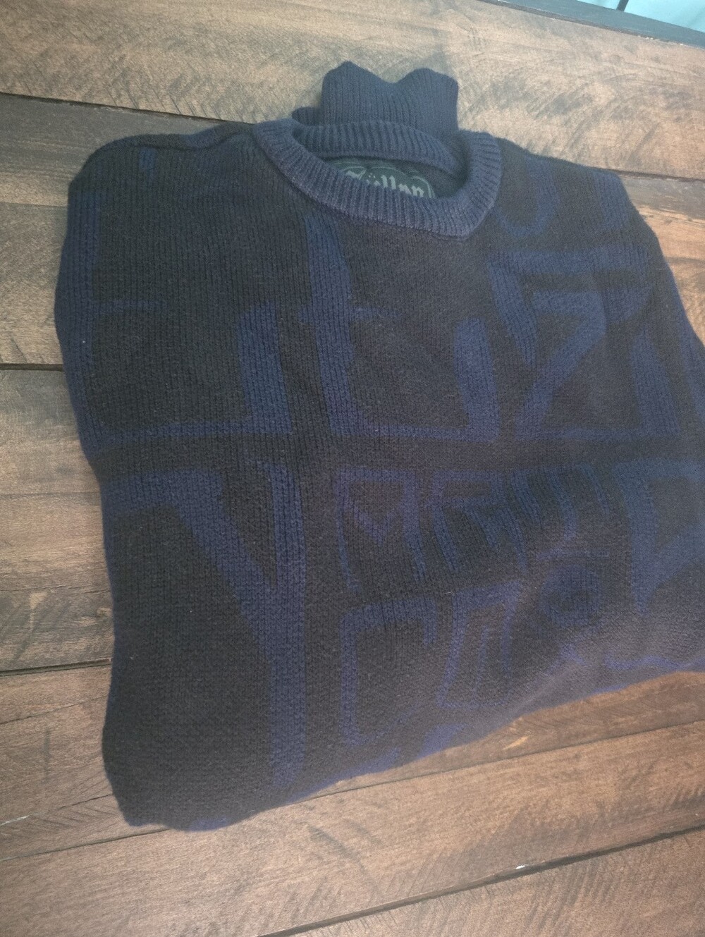 Men's Navy Patterned Knit Sweater